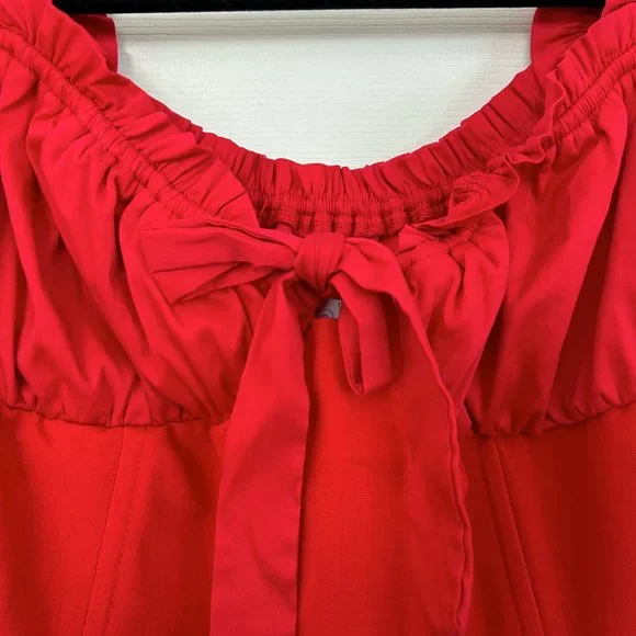 NWT, I.AM.GIA Naomi Ruffle Bustier Top with Sweetheart Neckline, Red, L